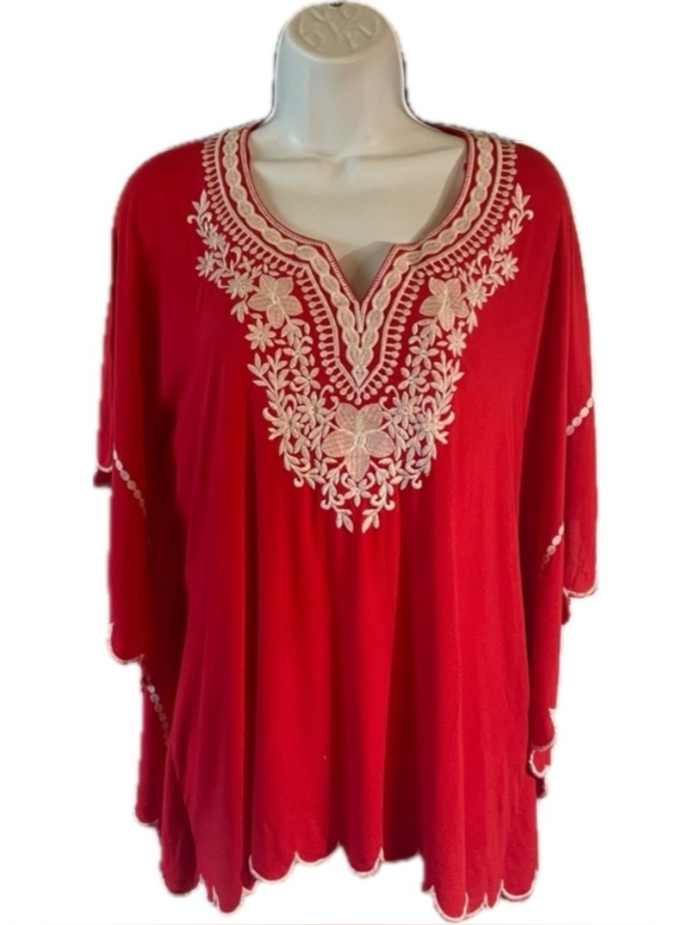 Mira Mikati Red and White Blouse Vibrant Design